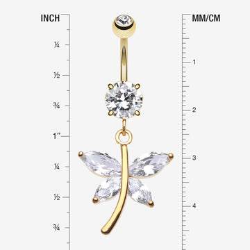 Detail View 1 of Friendly Butterfly Belly Button RIng-Clear Gem